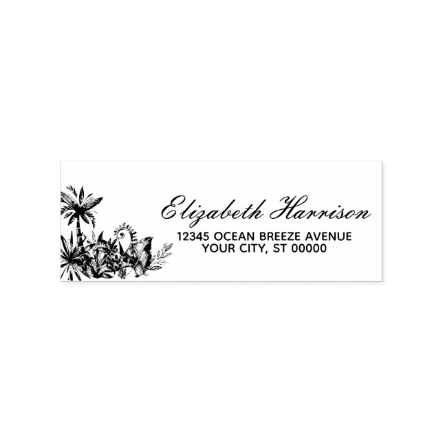 Elegant Tropical Palm Trees Return Address Rubber Stamp (Imprint)