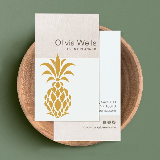 Elegant Tropical Pineapple Logo Business Card (Creator Uploaded)