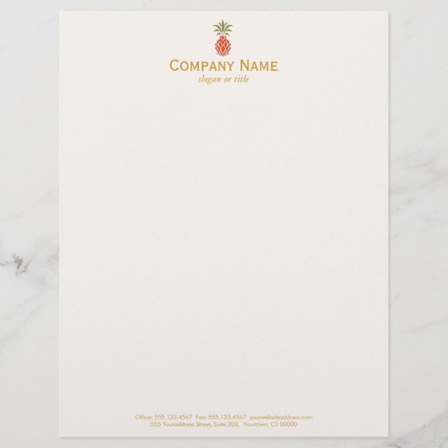 Elegant Tropical Pineapple Logo Letterhead (Front)