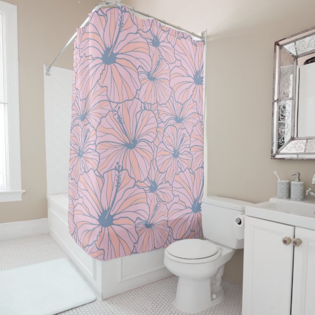 Elegant Tropical Pink Floral Hibiscus Pattern | (In Situ)