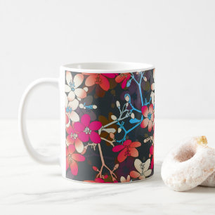 Elegant Tropical Pink Orange Flowers Coffee Mug