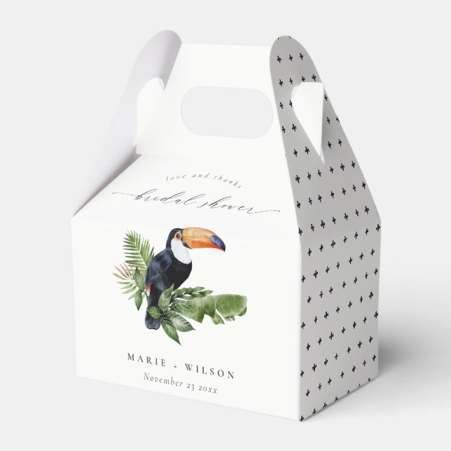 Elegant Tropical Rainforest Toucan Bridal Shower Favor Box (Front Side)