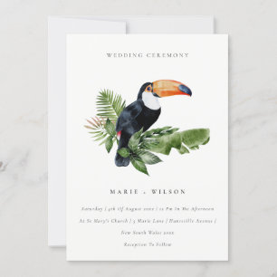 Elegant Tropical Rainforest Toucan Wedding Invite