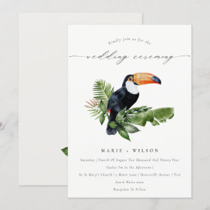 Elegant Tropical Rainforest Toucan Wedding Invite