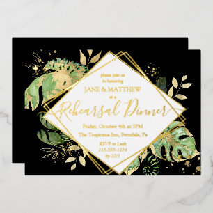 Elegant Tropical Rehearsal Dinner Black & Gold