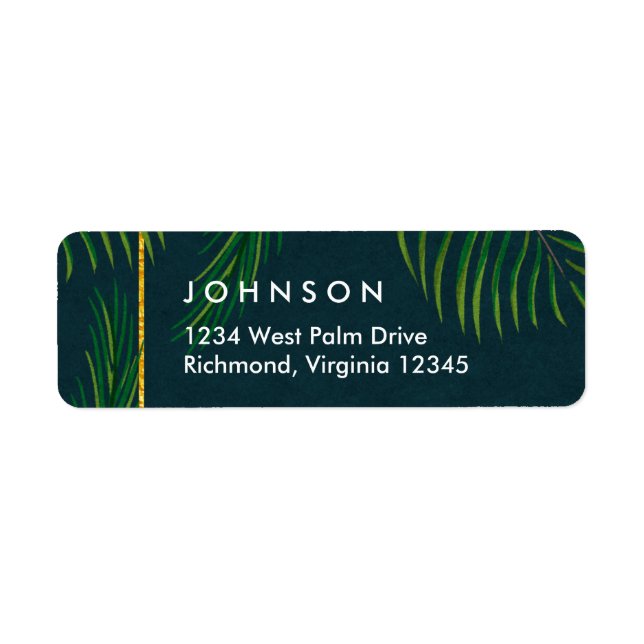 Elegant Tropical Return Address Labels (Front)