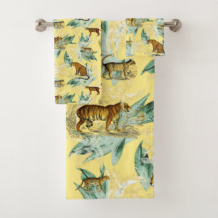 Elegant Tropical Safari Wild Cats Tiger Yellow Bath Towel Set