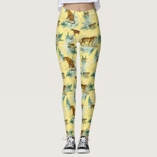 Elegant Tropical Safari Wild Cats Tiger Yellow Leggings