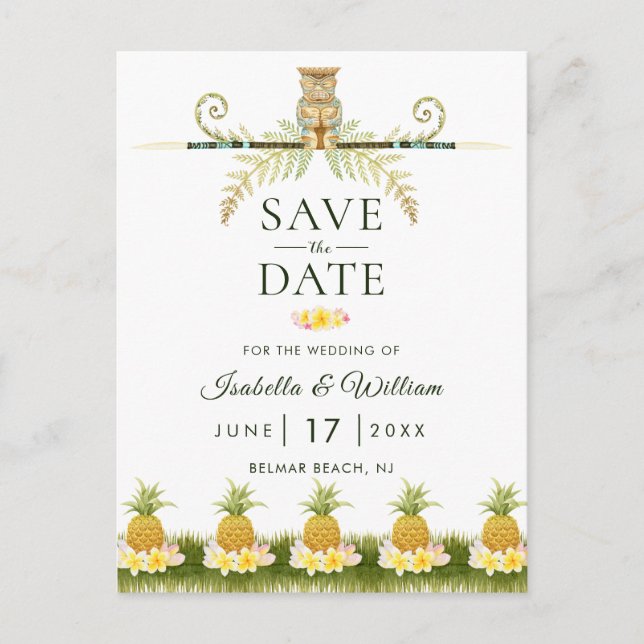 Elegant Tropical Save the Date Invitvitation Announcement Postcard (Front)