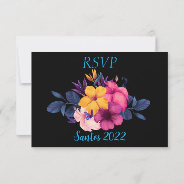 Elégant Tropical Thème Mariage RSVP (Devant)