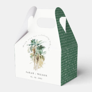 Elegant Tropical Watercolor Palm Trees Wedding Favor Box