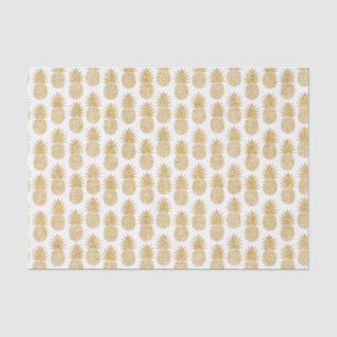 Elegant Tropical White Gold Pineapple Pattern Tissue Paper