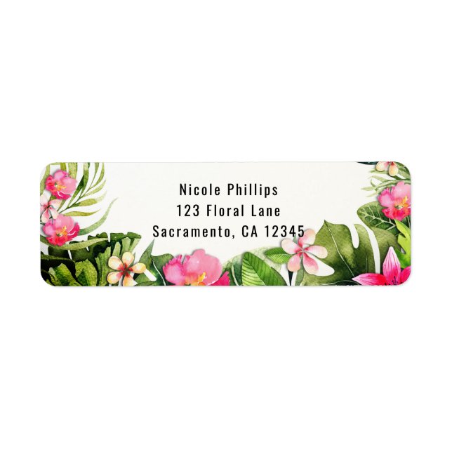 Elégant Tropics Vert Feuille Floral Aquarelle (Devant)