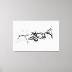 Elegant Trumpet Sketch - Canvas Print