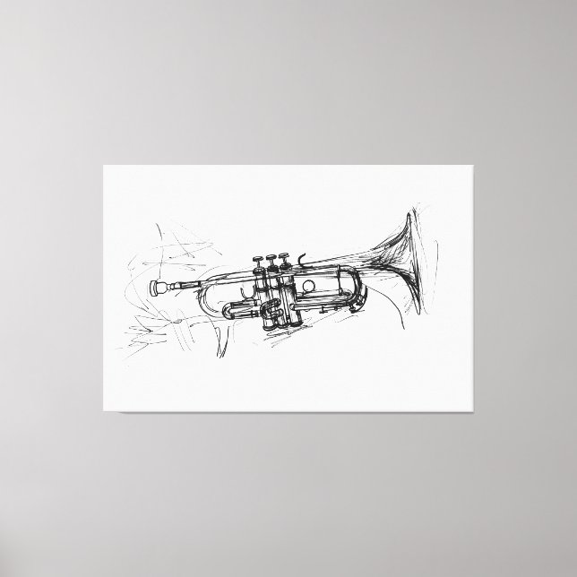 Elegant Trumpet Sketch - Canvas Print (Front)