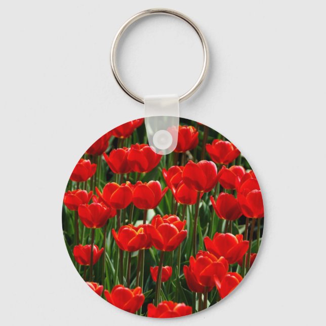 Elegant Tulip and Rose Floral Flowers Photography Keychain (Front)