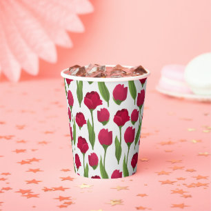 Elegant Tulip and Rose Floral Flowers Photography Paper Cups
