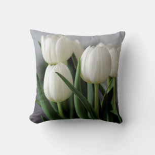 Elegant Tulip and Rose Floral Flowers Photography Throw Pillow
