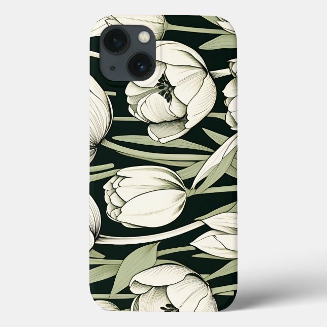 Elegant Tulip Bloom Botanical Case-Mate iPhone Case (Back)