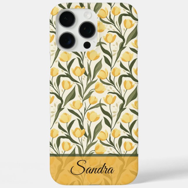 Elegant Tulip Customizable Name Iphone Case (Back)