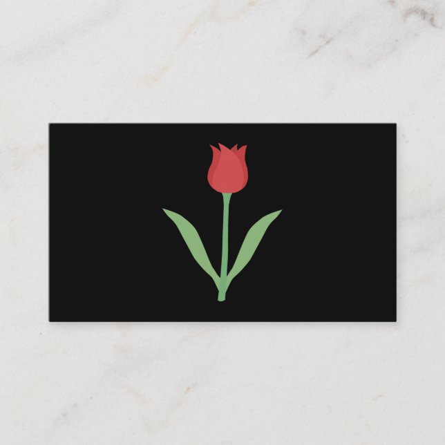 Elegant Tulip Design on Black. Business Card (Front)