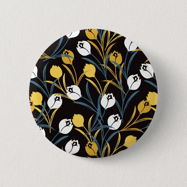 Elegant Tulip Floral Pattern  2 Inch Round Button (Front)