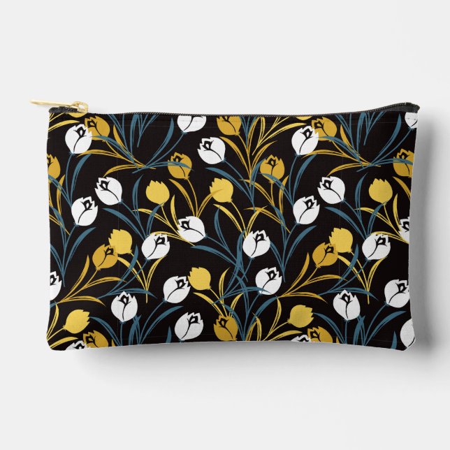 Elegant Tulip Floral Pattern  Accessory Pouch (Front)
