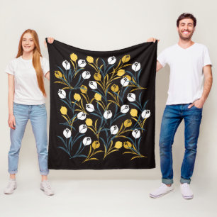 Elegant Tulip Floral Pattern  Fleece Blanket
