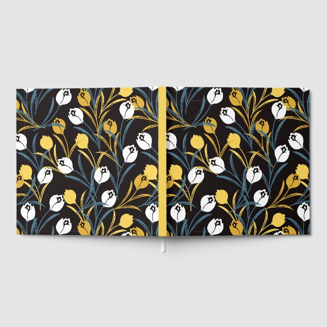 Elegant Tulip Floral Pattern  Guest Book (Full)