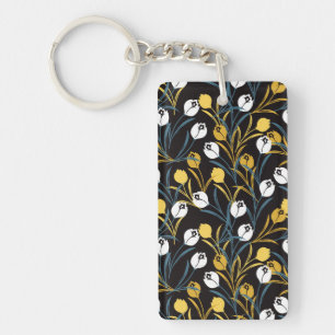 Elegant Tulip Floral Pattern Keychain