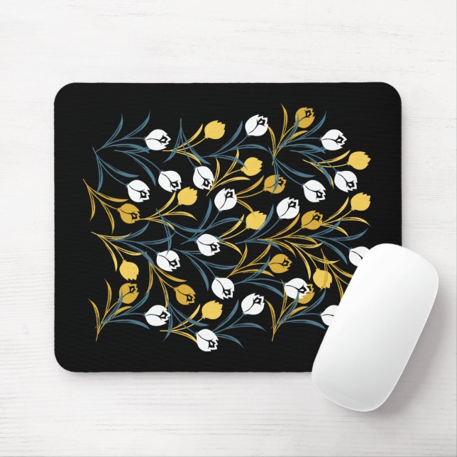Elegant Tulip Floral Pattern  Mouse Pad (With Mouse)