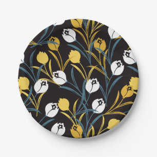 Elegant Tulip Floral Pattern  Paper Plate