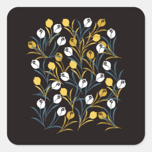 Elegant Tulip Floral Pattern Square Sticker