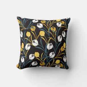 Elegant Tulip Floral Pattern Throw Pillow