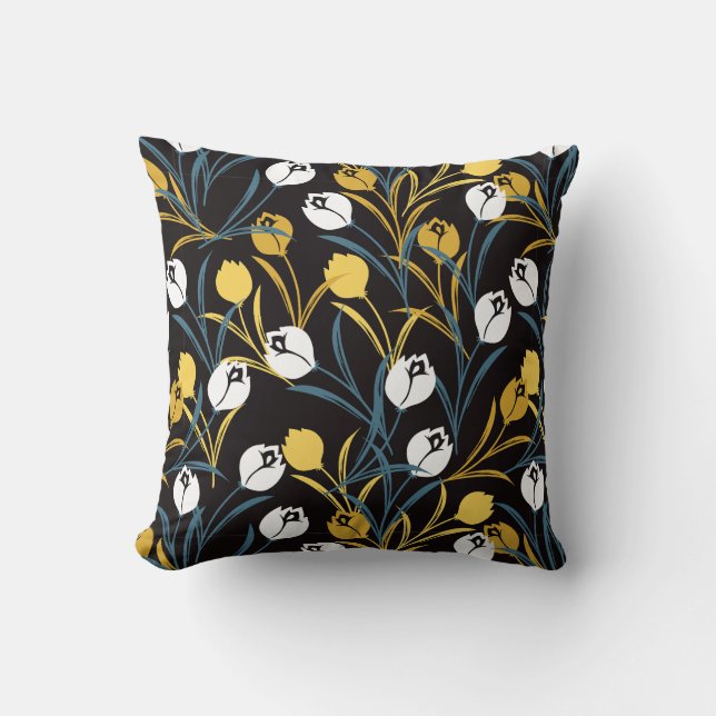 Elegant Tulip Floral Pattern  Throw Pillow (Front)