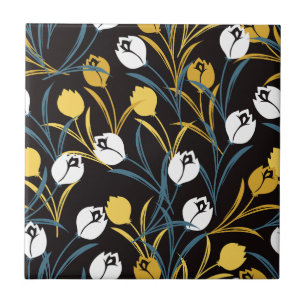 Elegant Tulip Floral Pattern  Tile