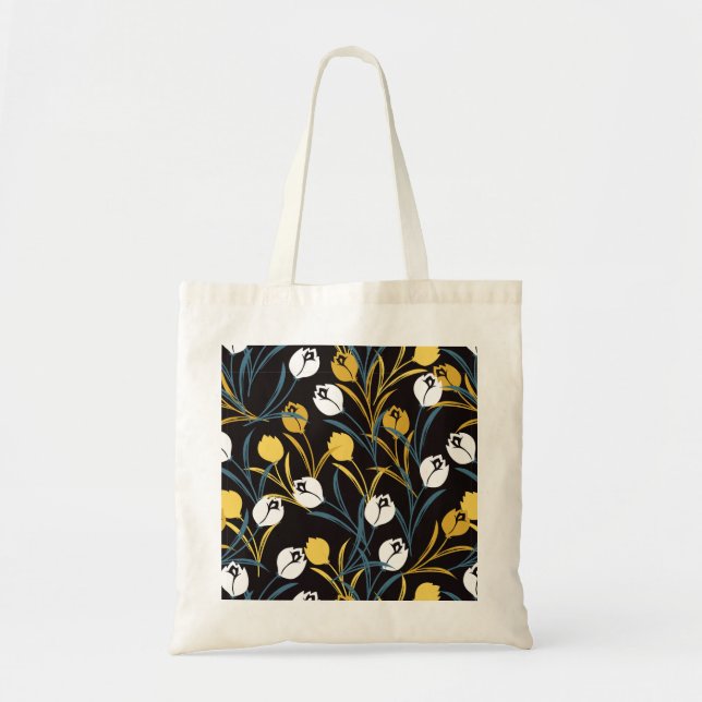 Elegant Tulip Floral Pattern  Tote Bag (Front)