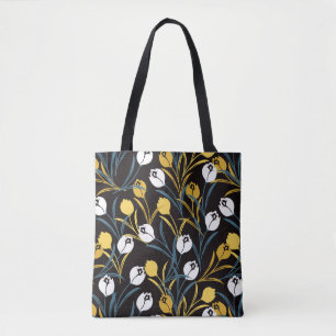 Elegant Tulip Floral Pattern Tote Bag