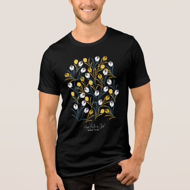 Elegant Tulip Floral Pattern  Tri-Blend Shirt (Front)