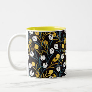 Elegant Tulip Floral Pattern Two-Tone Coffee Mug
