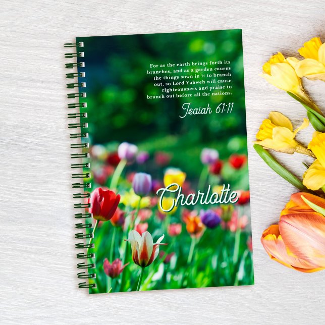 Elegant Tulip Flower Garden Personalized Notebook (Creator Uploaded)
