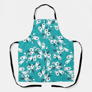 Elegant Tulip Flower Pattern Botanical Art Design Apron