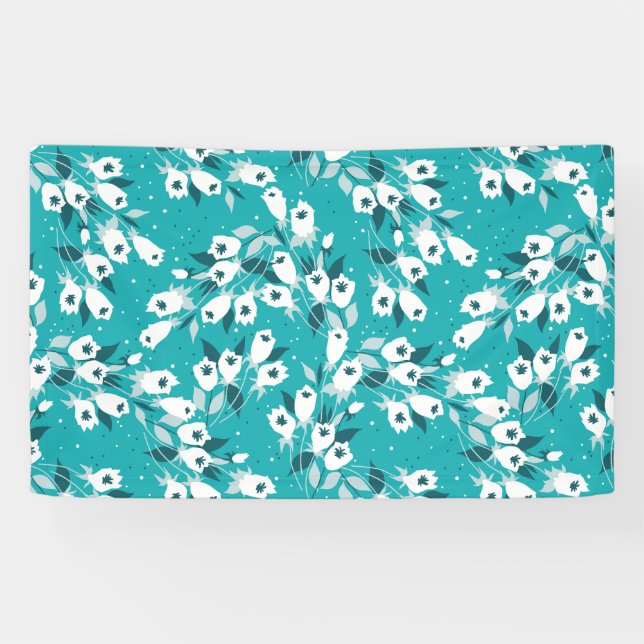 Elegant Tulip Flower Pattern Botanical Art Design Banner (Horizontal)