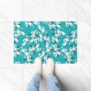 Elegant Tulip Flower Pattern Botanical Art Design Doormat