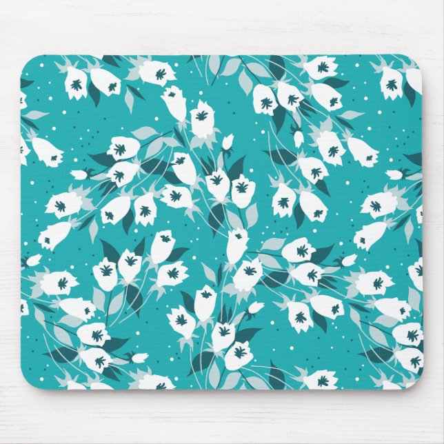 Elegant Tulip Flower Pattern Botanical Art Design Mouse Pad (Front)