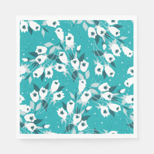 Elegant Tulip Flower Pattern Botanical Art Design Napkin