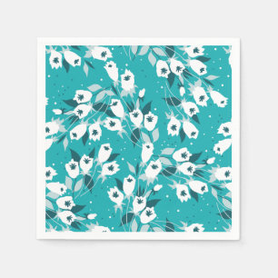 Elegant Tulip Flower Pattern Botanical Art Design Napkin