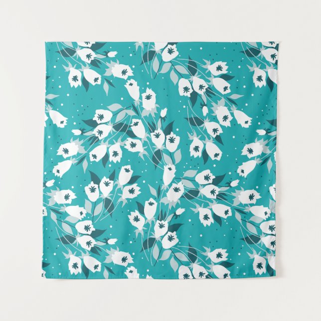 Elegant Tulip Flower Pattern Botanical Art Design Tapestry (Front)