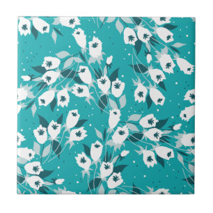 Elegant Tulip Flower Pattern Botanical Art Design Tile