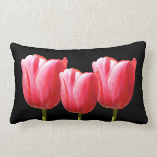 Elegant Tulip Trio Painting Lumbar Pillow